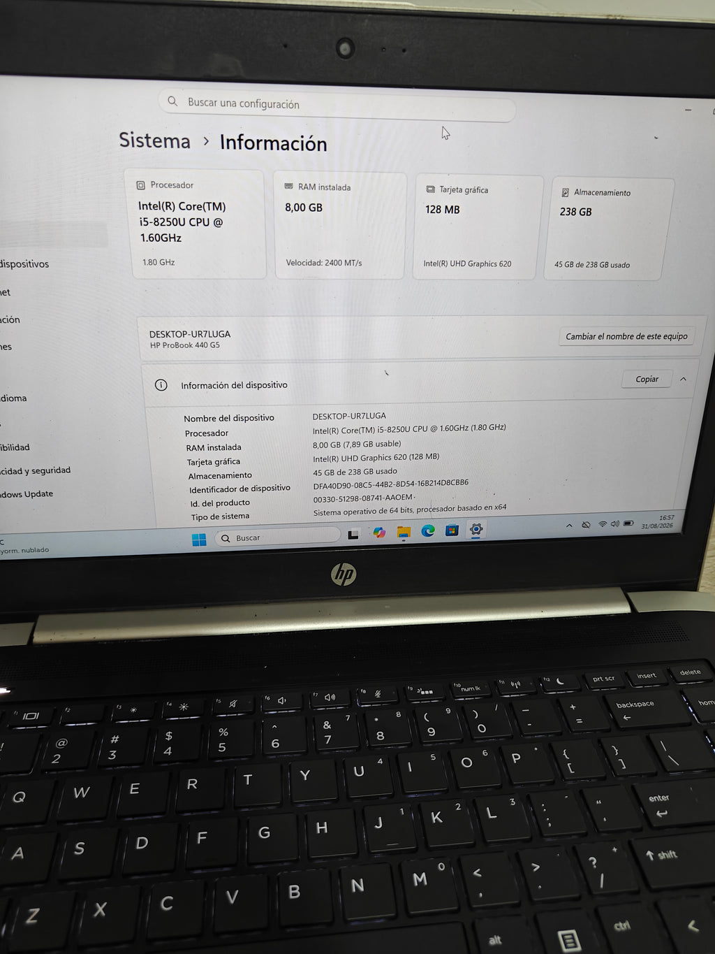 HP ProBook 440 G5 Laptop Intel Core I5-8250U 1.60GHz 8GB