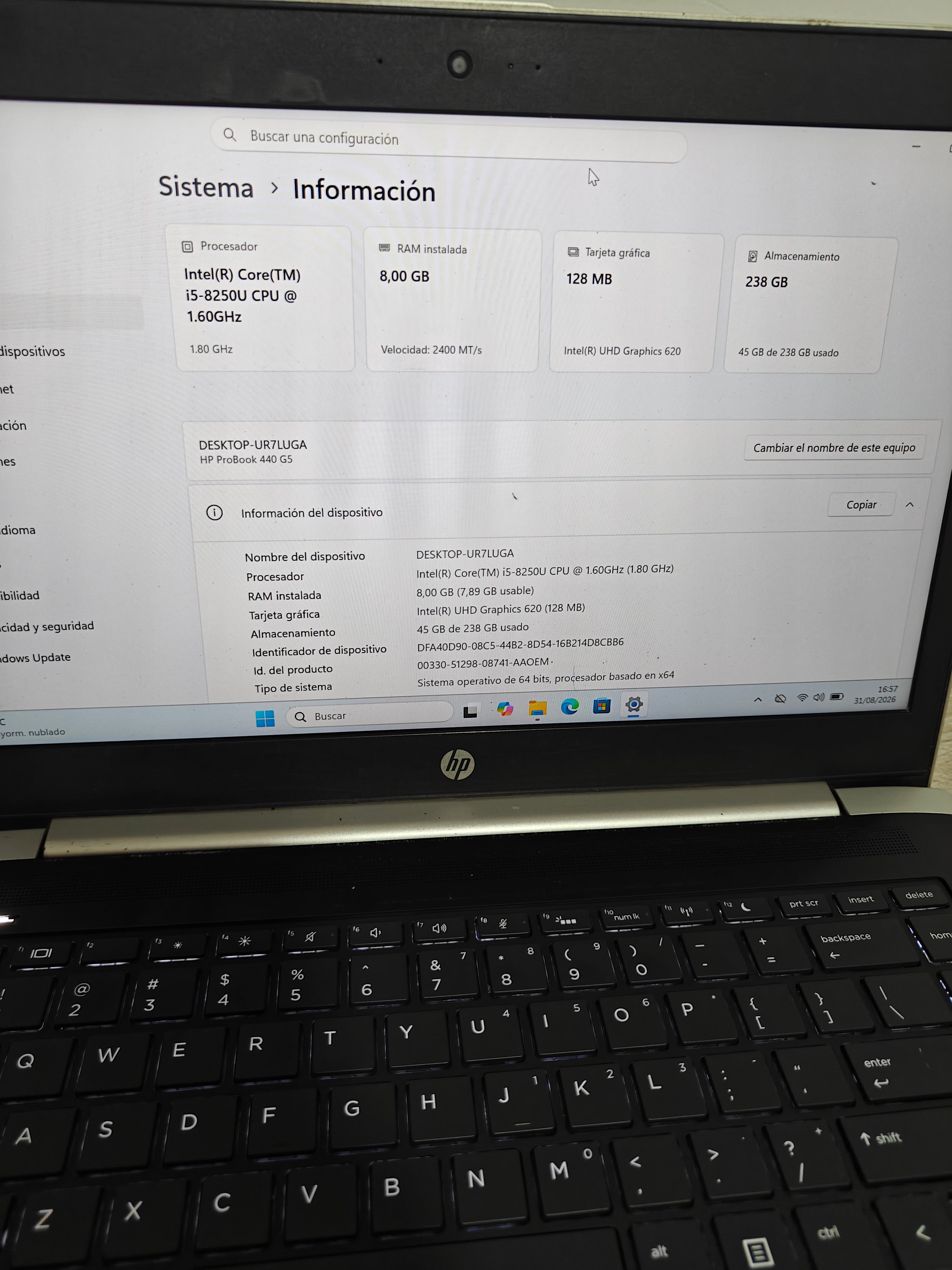 HP ProBook 440 G5 Laptop Intel Core I5-8250U 1.60GHz 8GB